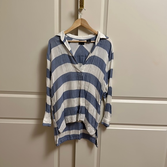 Press Shirt Blue and White Size Medium - Picture 1 of 3